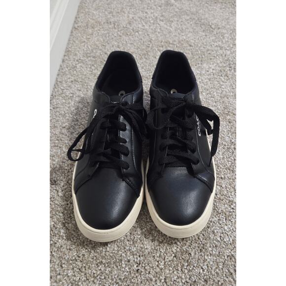 Coach Mens High Line Leather Sneakers in Black Size 7.5 main image 5